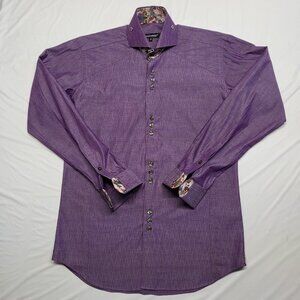 Bogosse Shirt Mens Size 2 ( S ) Button Up Geometric Paisley Accent French Cuffs